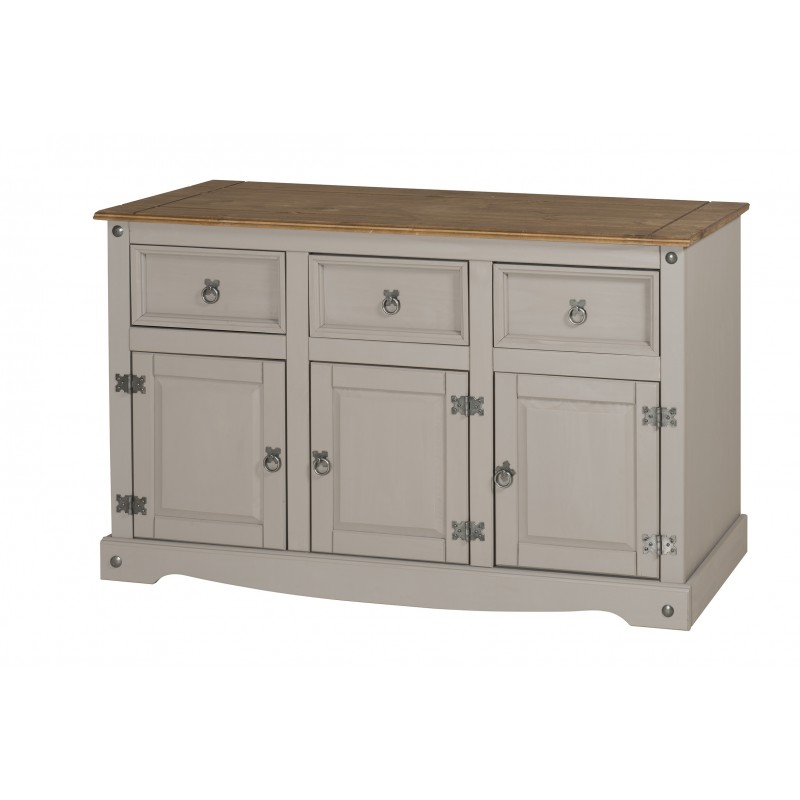 Corona Grey Wax Pine 3 Door Sideboard Mercers Furniture